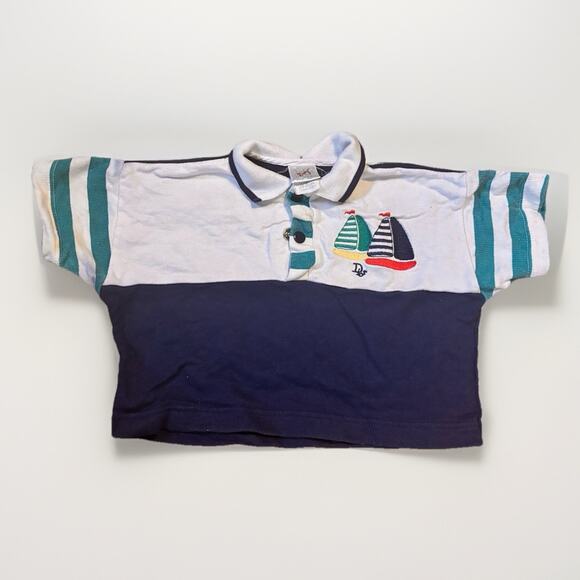 Baby Dior Other - Vintage Baby Dior Polo Shirt 12 Months USA Sailboat Colorblock Nautical